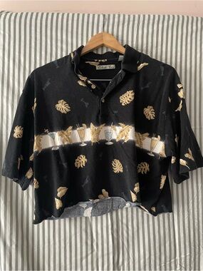 Tropical Cocktail Polo Crop Top